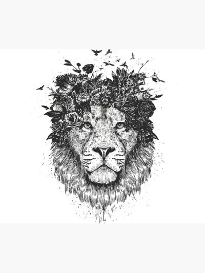 Floral Lion (Bw) Tapestry Official Tattoo Gifts Merch