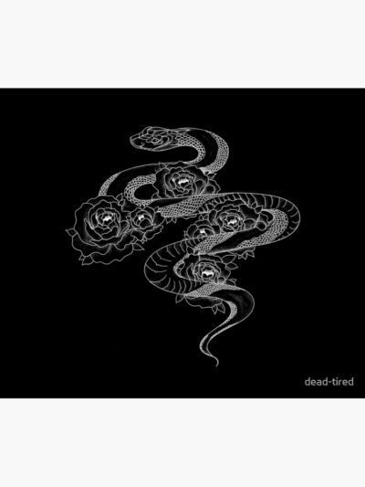 Snake & Peonies (White) Tapestry Official Tattoo Gifts Merch