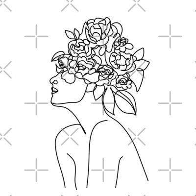 Virgo Horoscope Sign, Girl With Flower Head, Woman Face Line Art, Minimalism, Zodiac Symbol Tote Bag Official Tattoo Gifts Merch