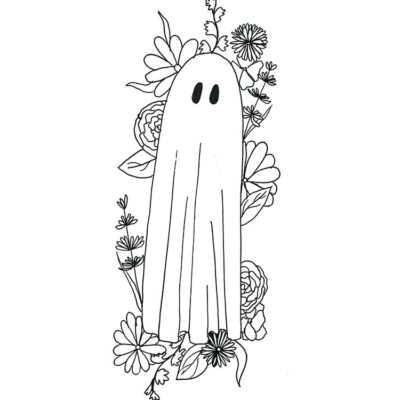 Ghost In Flowers Tote Bag Official Tattoo Gifts Merch