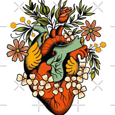 Anatomical Heart With Flowers, Tattoo Flash Tote Bag Official Tattoo Gifts Merch