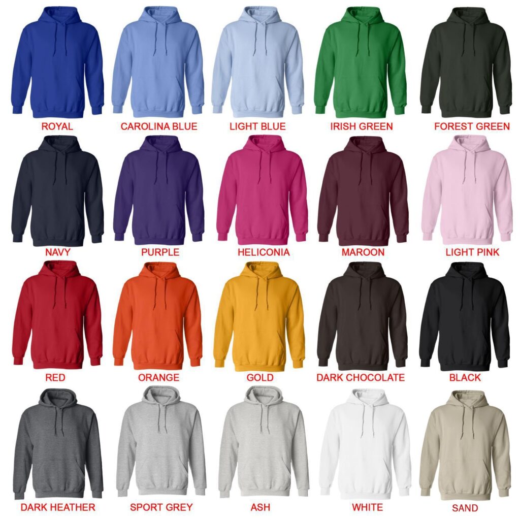 hoodie color chart - Tattoo Gift Store