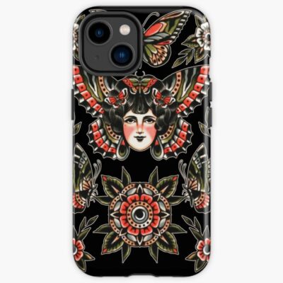 Traditional Butterfly Gypsy Lady And Mandala Tattoo Iphone Case Official Tattoo Gifts Merch