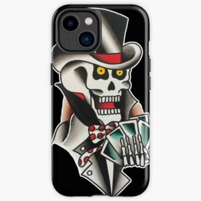 Traditional Skeleton Card Player Tattoo Design Iphone Case Official Tattoo Gifts Merch