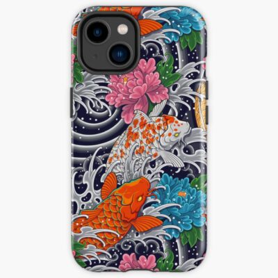 Koi Fish And Floral Pattern Iphone Case Official Tattoo Gifts Merch