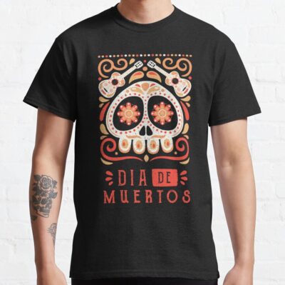 Dia De  Muertos, Mexican Day Of The Dead Sugar Skull & Guitars Design T-Shirt Official Tattoo Gifts Merch