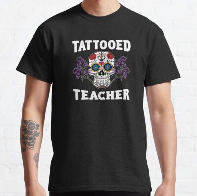 Tattooed Teacher Sugar Skull Violet Roses Teacher T-Shirt Official Cow Anime Merch