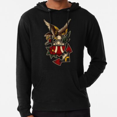 Salty-Dog Traditional Eagle And Shield And Anchor Hoodie Official Tattoo Gifts Merch