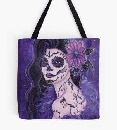 Daisy Purple Day Of The Dead Art By Renee Lavoie Tote Bag Official Tattoo Gifts Merch