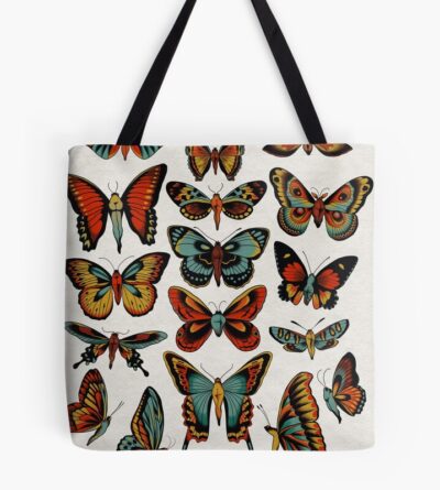 Butterflies Traditional Tattoo Flash Tote Bag Official Tattoo Gifts Merch