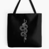 White Snake With Sword, Tattoo Motif Minimalist Style / Minimalistic Snake Tote Bag Official Tattoo Gifts Merch