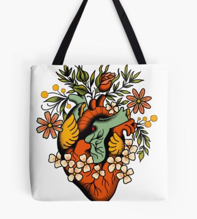 Anatomical Heart With Flowers, Tattoo Flash Tote Bag Official Tattoo Gifts Merch