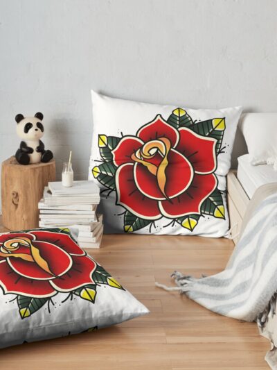 Rose Old School Iii Throw Pillow Official Tattoo Gifts Merch