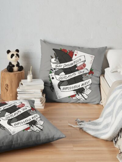 Six Dangerous Outcasts. One Impossible Heist | Six Of Crows Throw Pillow Official Tattoo Gifts Merch