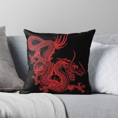 Red Chinese Dragon Throw Pillow Official Tattoo Gifts Merch