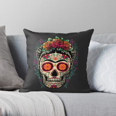 Frida Calavera Throw Pillow Official Tattoo Gifts Merch