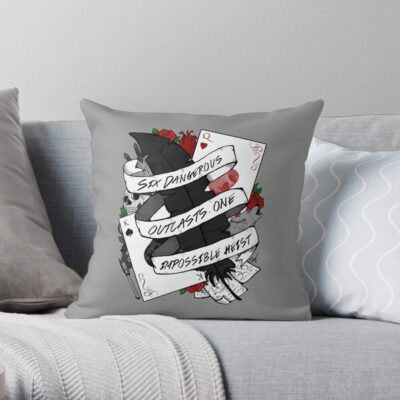 Six Dangerous Outcasts. One Impossible Heist | Six Of Crows Throw Pillow Official Tattoo Gifts Merch