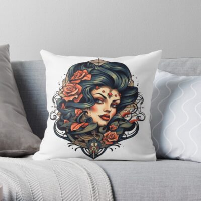 Tattoo Old School Throw Pillow Official Tattoo Gifts Merch