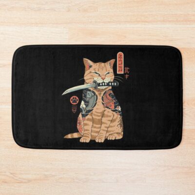 Katana Cat Vintage Bath Mat Official Tattoo Gifts Merch