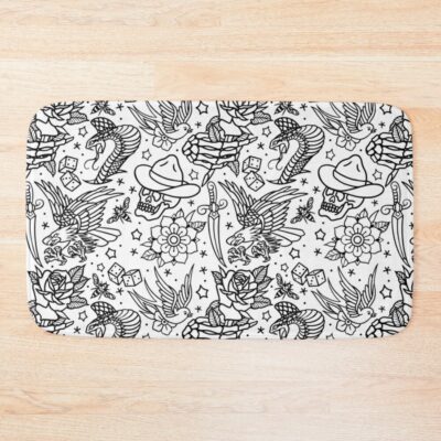 American Traditional Tattoo Flash Print Variant Bath Mat Official Tattoo Gifts Merch