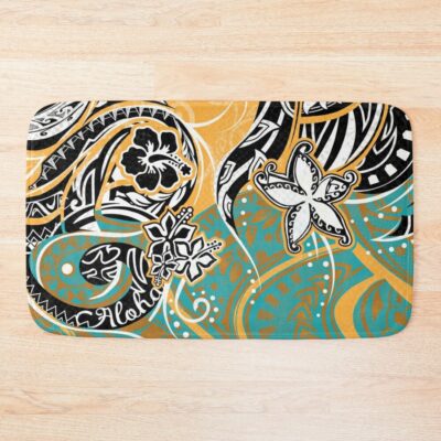 Samoan Floral Tapa Print Bath Mat Official Tattoo Gifts Merch