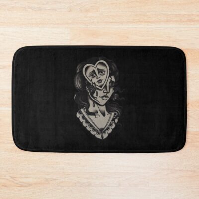 Crying Girl Face Tattoo Bath Mat Official Tattoo Gifts Merch