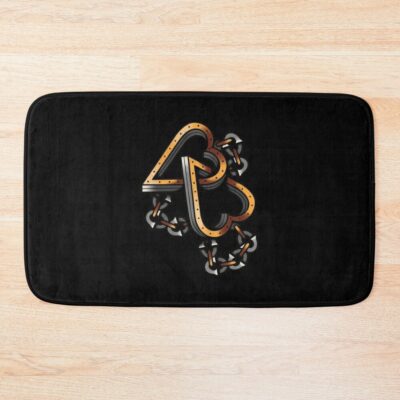 Traditional Double Heart Tattoo Bath Mat Official Tattoo Gifts Merch