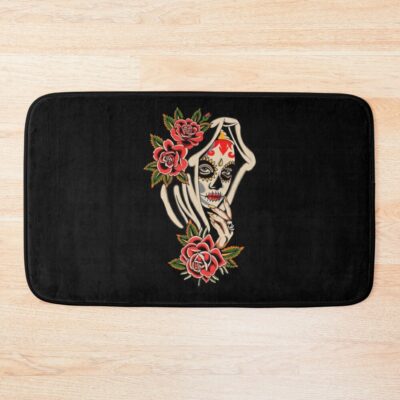 Traditional Mexican Woman Tattoo Bath Mat Official Tattoo Gifts Merch