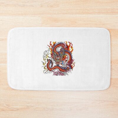 Fierce Fire: Vibrant Dragon Tattoo Bath Mat Official Tattoo Gifts Merch