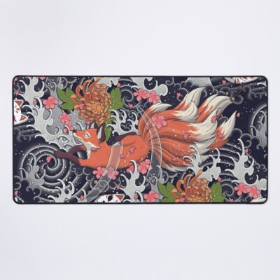 Nine Tailed Fox Spirit Playing In The Rain Mouse Pad Official Tattoo Gifts Merch