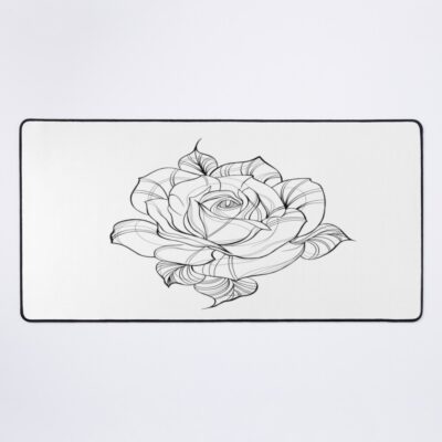 Detailed Sketch Of A Rose Flower Tattoo. Decorative Elements For Tattoo, Greeting Card, Wedding Invitation In Engraving Style.	 Mouse Pad Official Tattoo Gifts Merch