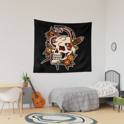 Salty-Dog Death And Rebirth Skull Motif Tapestry Official Tattoo Gifts Merch