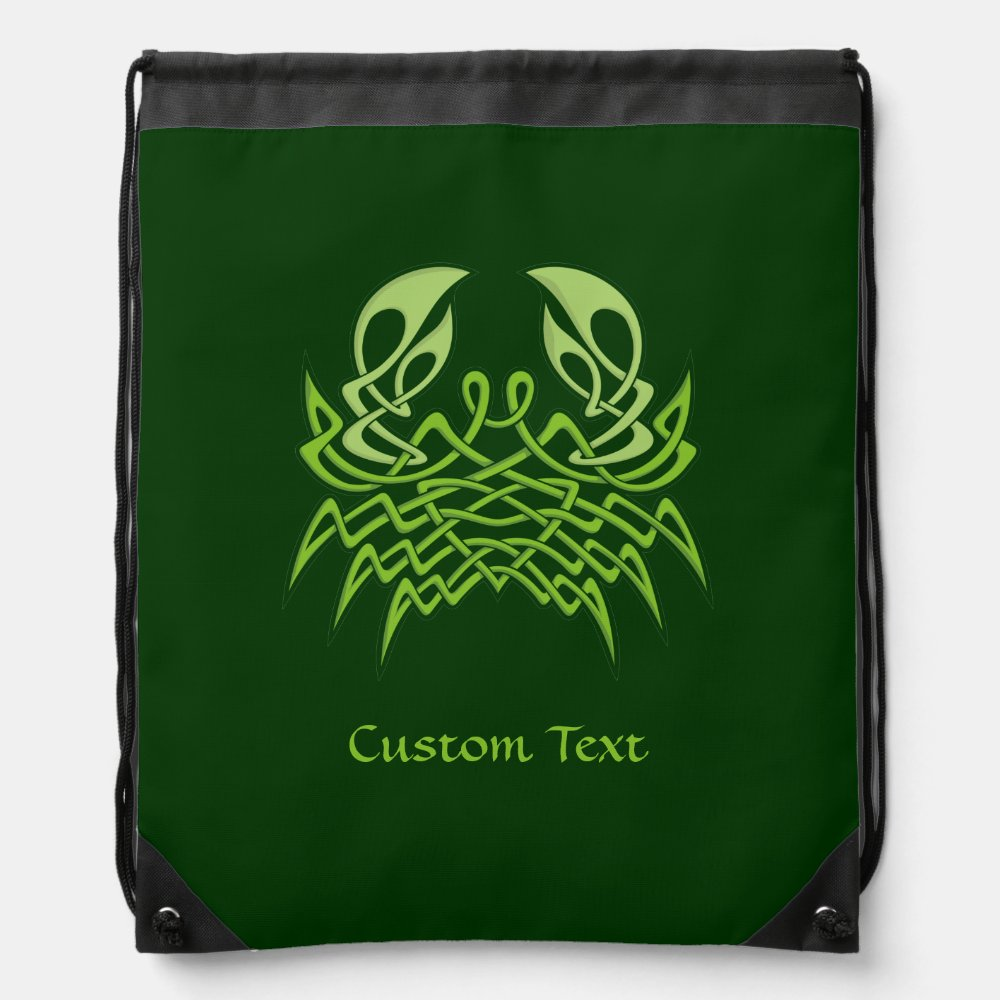 Green Crab Celtic Knot Drawstring Bag