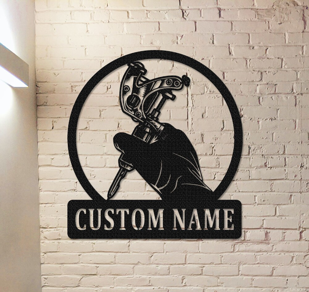 Personalized Name Tattoo Machine Metal Sign,Tattoo Studio Wall Decor