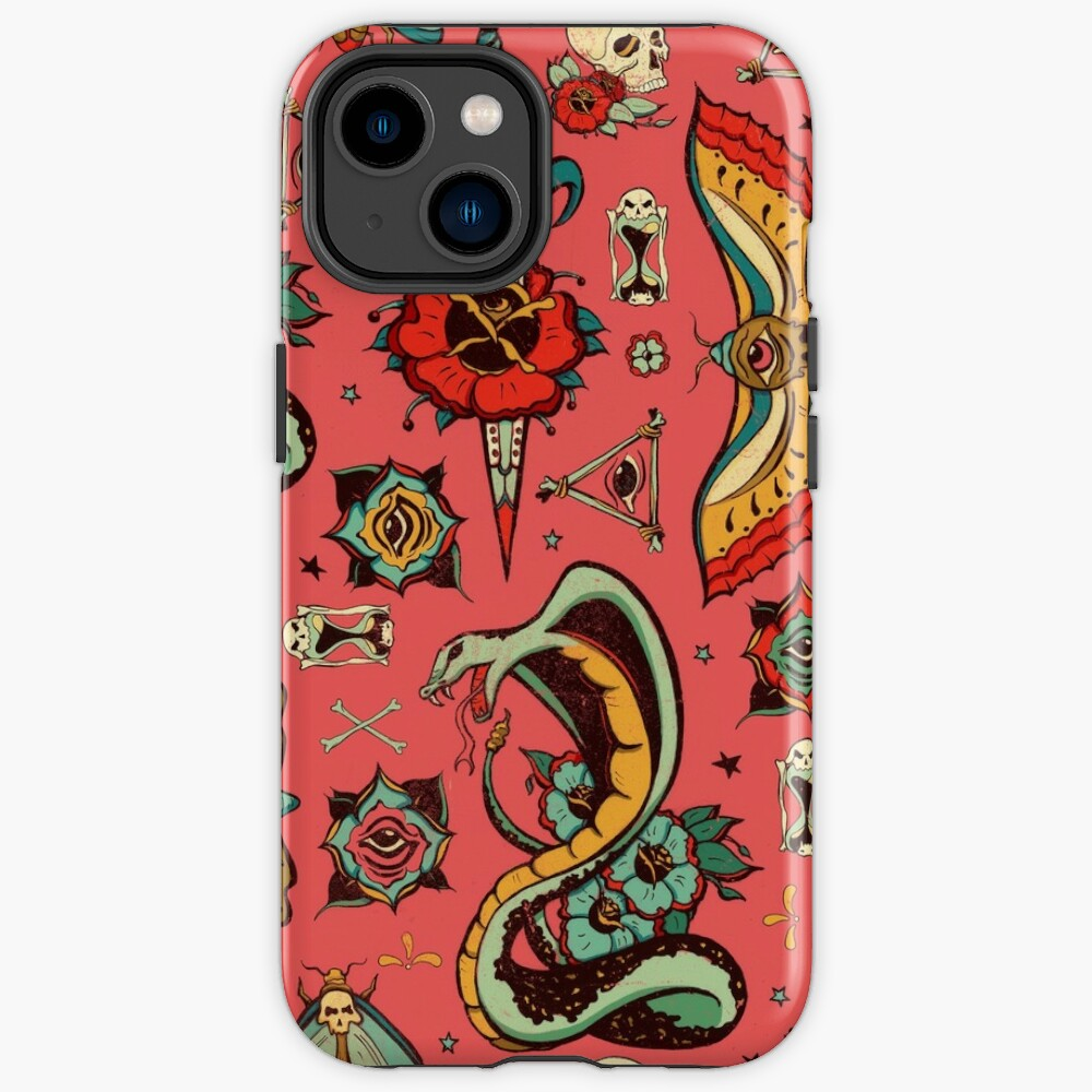 Pink Flash Tattoo Pattern Iphone Case